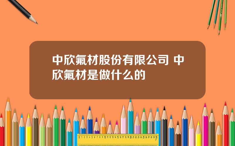 中欣氟材股份有限公司 中欣氟材是做什么的